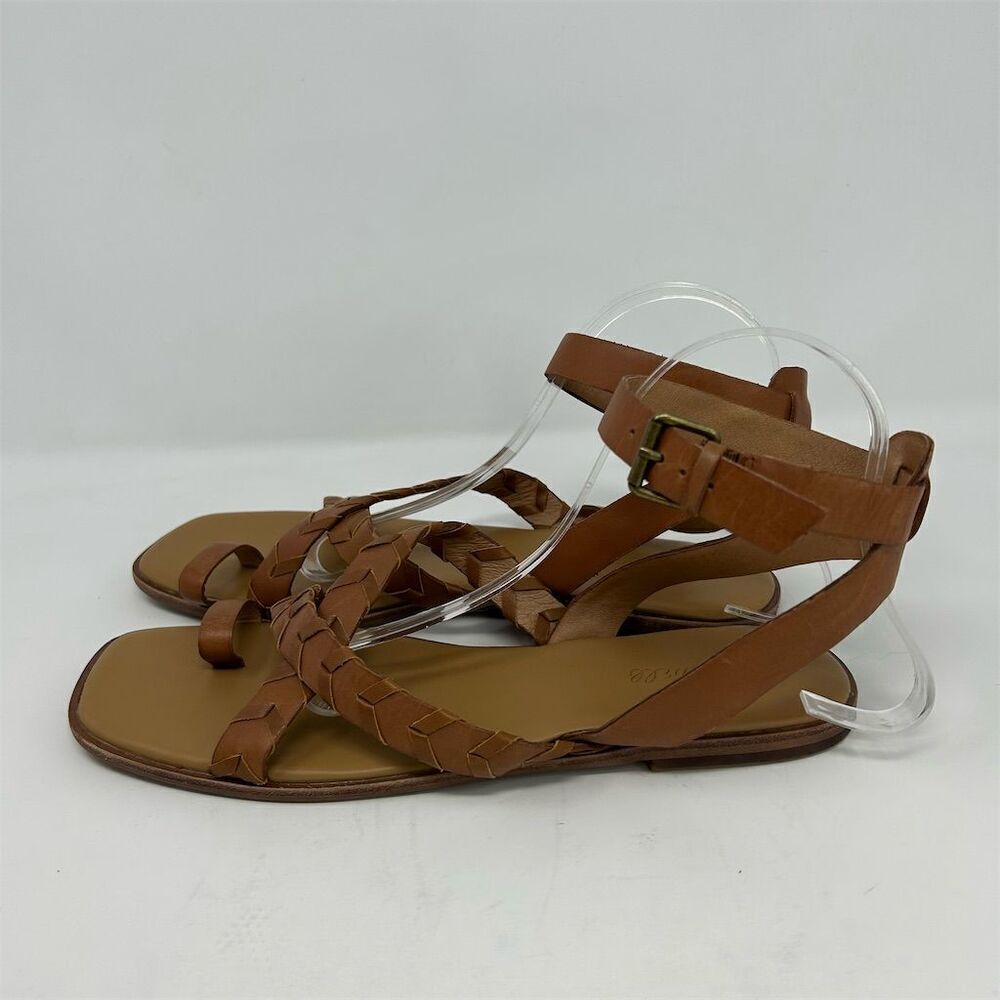 Madewell Cassia Whipstitch Sandals English Saddle Brown Size 10 Summer Casual - Picture 6 of 12